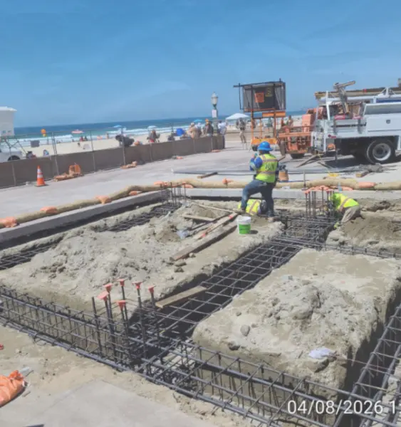 The structure had to be built on sand in a harsh coastal environment, which required additional engineering